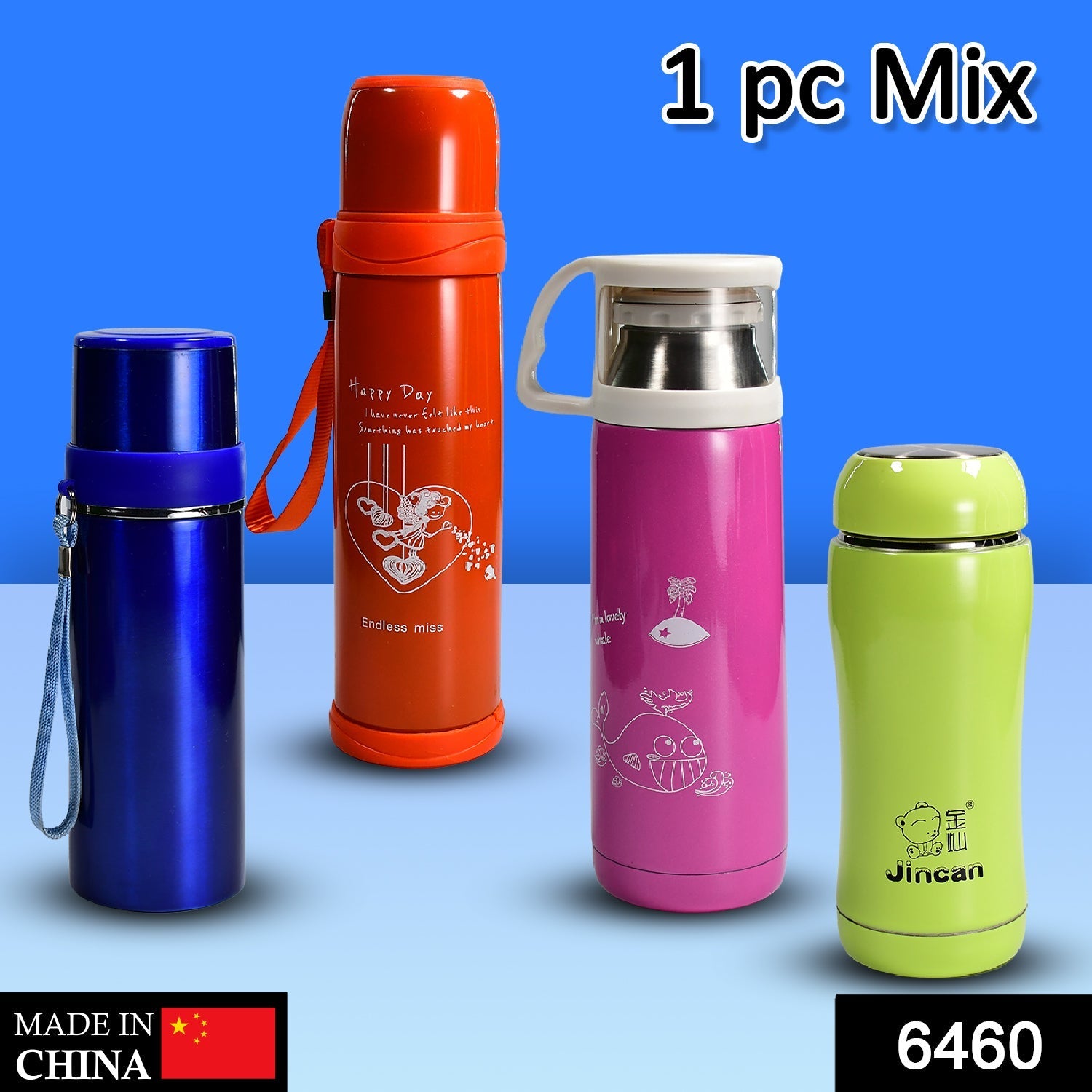 1PC STAINLESS STEEL MIX BOTTLES FOR STORING WATER AND SOME OTHER TYPES OF BEVERA - 6460_wbc_1pc_mix_water_bottle