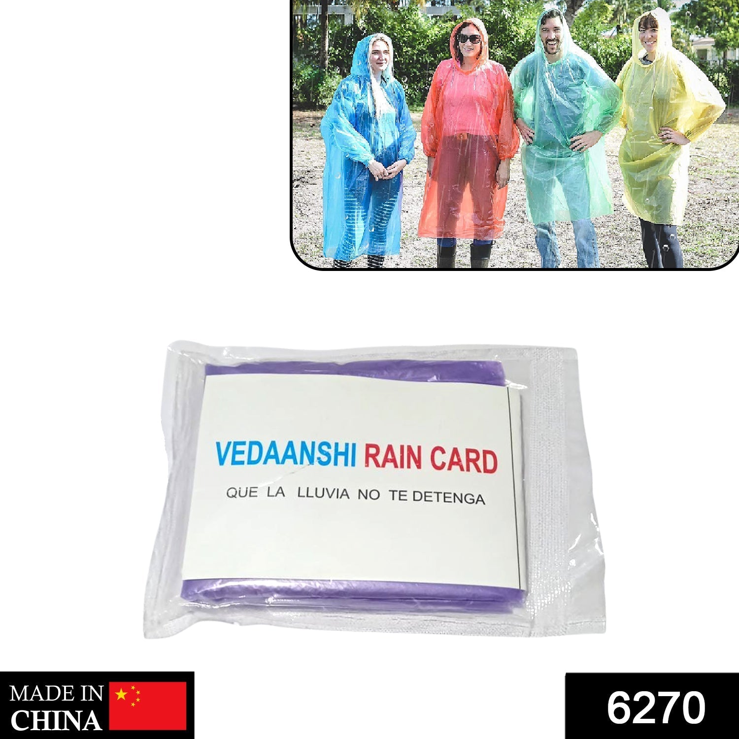 Compact disposable rain card raincoat for emergency waterproof protection.