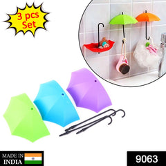 Multipurpose Umbrella Key Hat Holder Wall Hanging Hook Multicolor - 9063_3pc_umbrella_key_holder