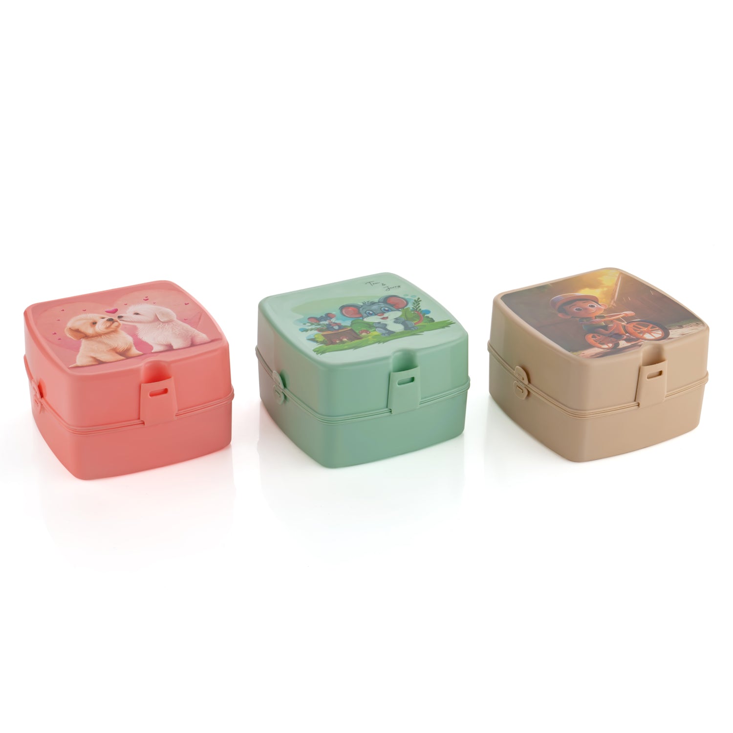 Double-Layer Square Lunch Box with Spoon , 4 Compartment Tiffin & Push Lock , Tiffin Box for Travelling, School Kids & Office Exclusive, Home