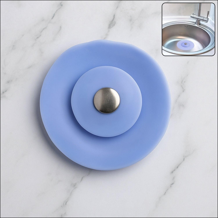 2-in-1 Blue Silicone Sewer Sink Sealer Cover Drainer (Multicolour  1 Pc) - Superior eMart
