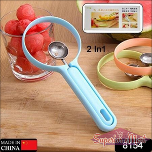 Light blue 2-in-1 fruit peeler and baller for easy fruit preparation and serving, perfect for home kitchens