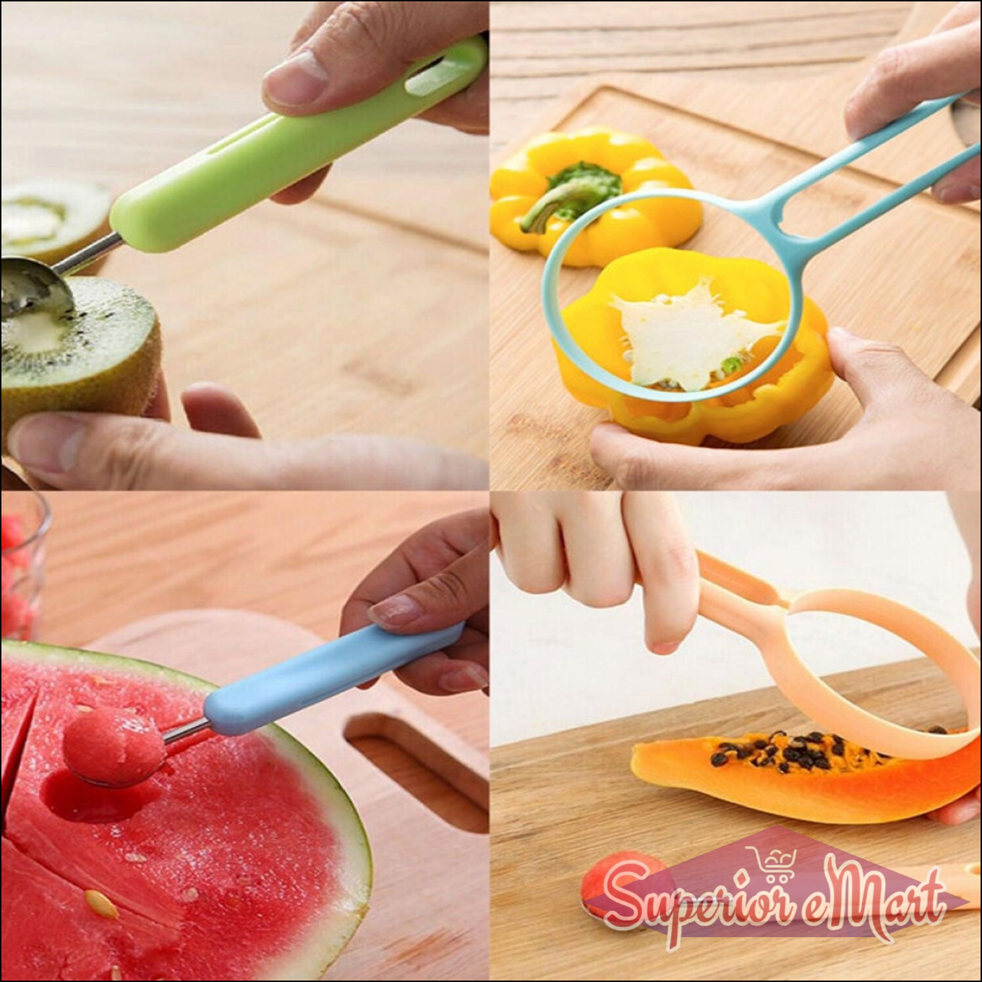 Multi-functional 2-in-1 fruit peeler and baller for easy fruit preparation and decoration