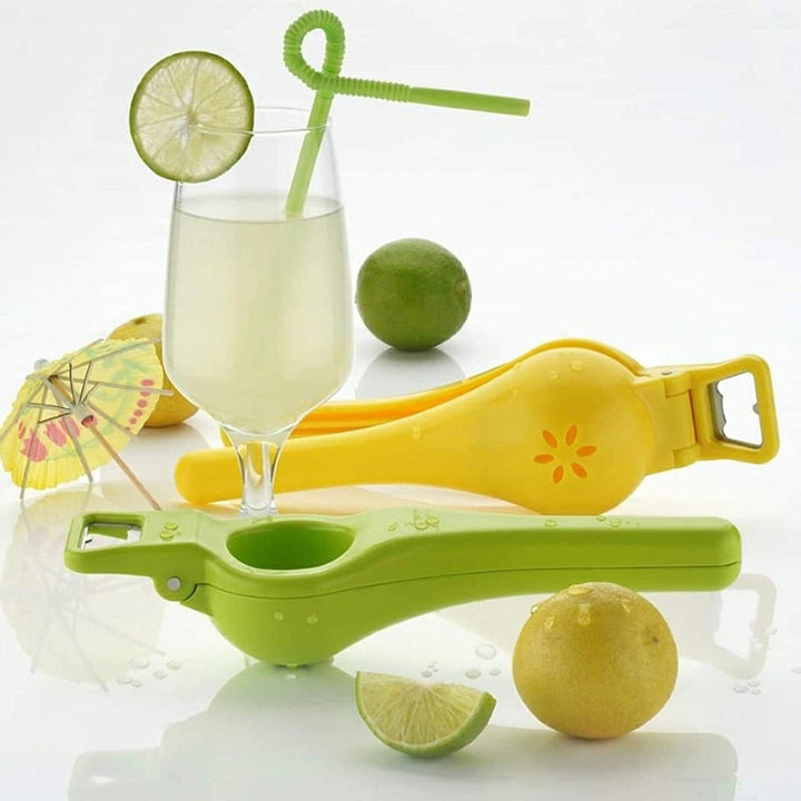 Superior eMart 2 in 1 lemon squeezer and bottle opener in green for easy juice extraction and bottle opening