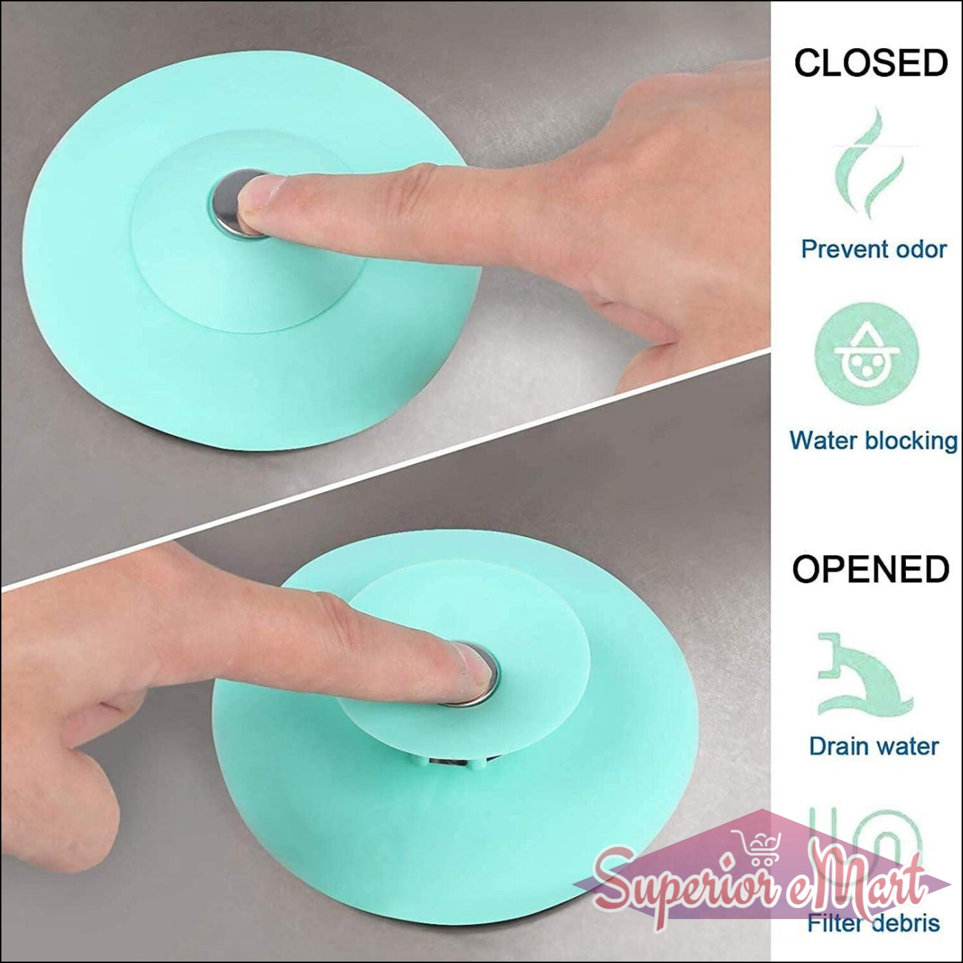2-in-1 Light Green Silicone Sewer Sink Sealer / Drainer (Multicolour) - Superior eMart