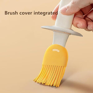2 in 1 oil dispenser with basting brush featuring an integrated brush cover for easy storage