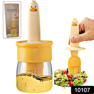 2 in 1 oil dispenser with basting brush featuring a fun duck design for easy oil application in the kitchen