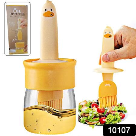 2 in 1 oil dispenser with basting brush featuring a fun duck design for easy oil application in the kitchen