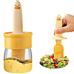 2 in 1 oil dispenser with basting brush for easy cooking and salad dressing