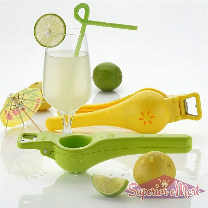 Superior eMart 2 in 1 lemon squeezer and bottle opener in green for easy juice extraction and bottle opening