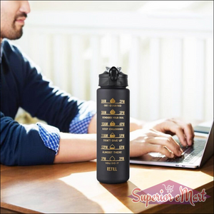 Superior eMart motivational water bottle set with time markers for hydration reminders and encouragement
