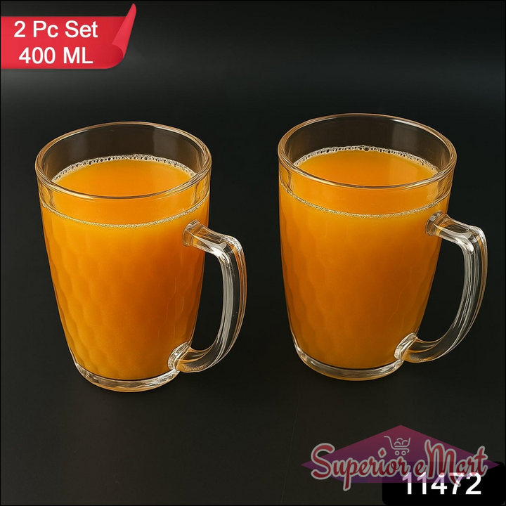 2 Pc Set 400ml Glass Mugs for Mocktails - Superior eMart