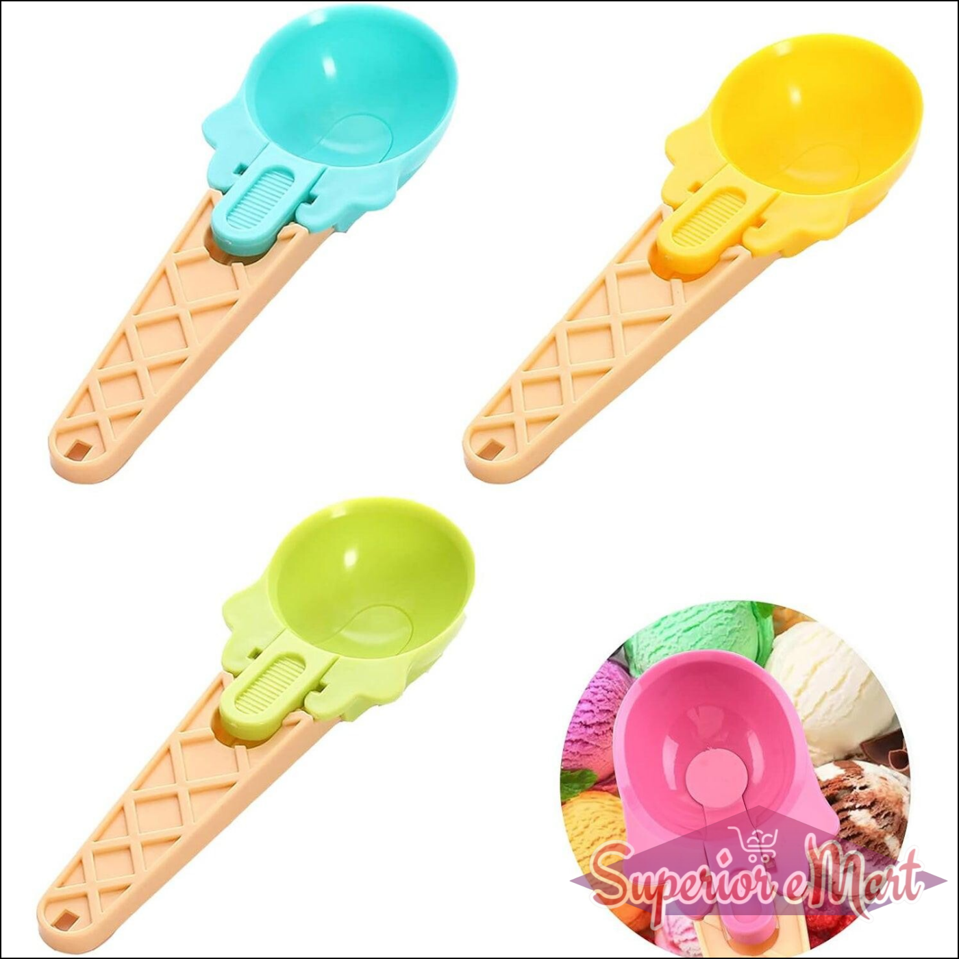 2-Piece Plastic Ice Cream & Watermelon Scooper with Trigger Dipper - Superior eMart