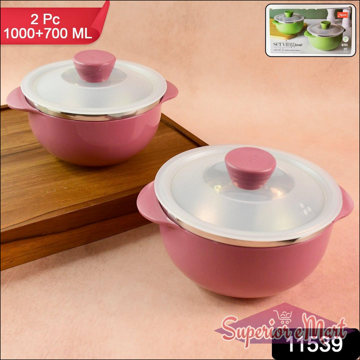 2 Piece Serving Bowls with Lids - 1000 & 700ML - Superior eMart