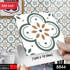 Peel and Stick Floor Tiles Kitchen / Bathroom Backsplash Sticker Detachable Wate - 8844_tiles_stickers_8x8inch_10pc_no2