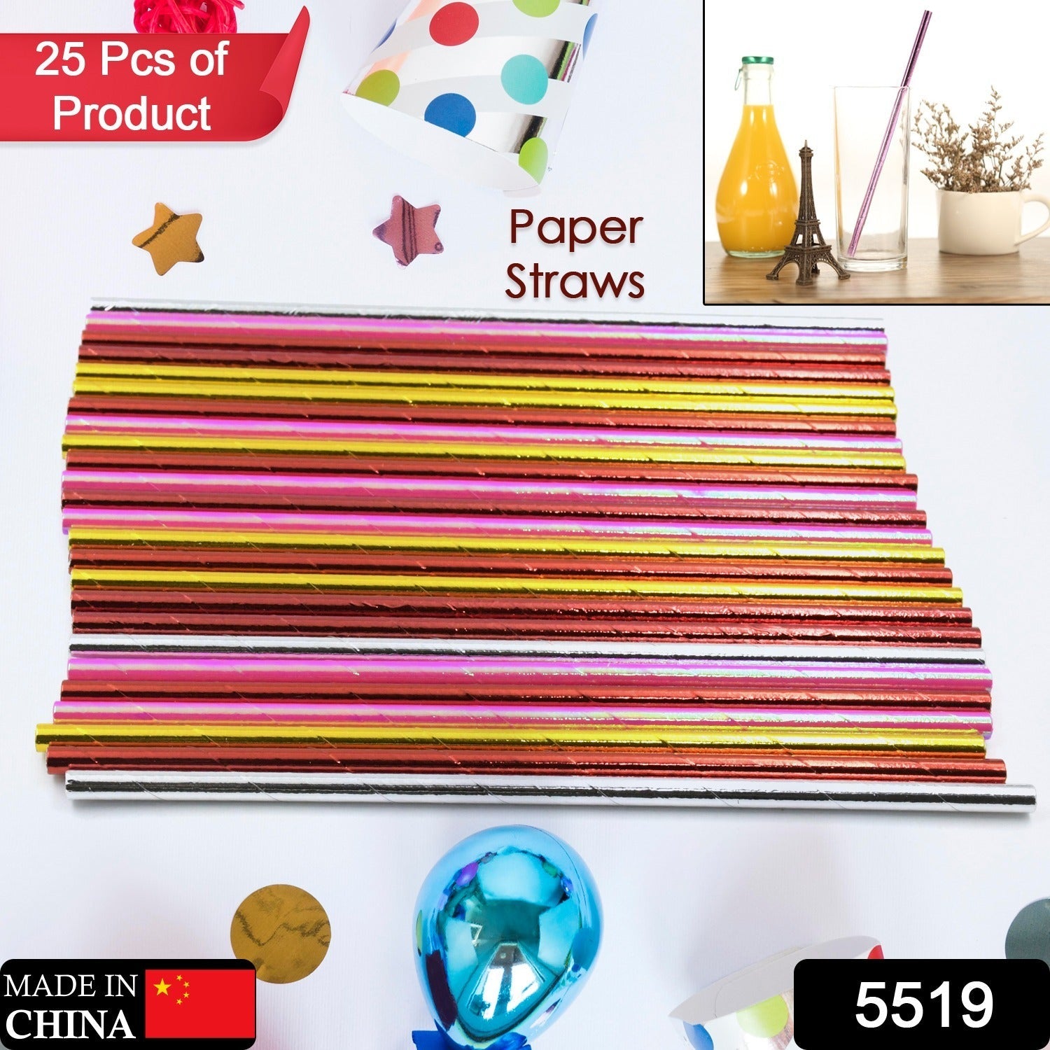 Home Paper Straws Durable & Eco-Friendly Colorful - Drinking Straws & Party Deco - 5519_paper_straw_25pc_set