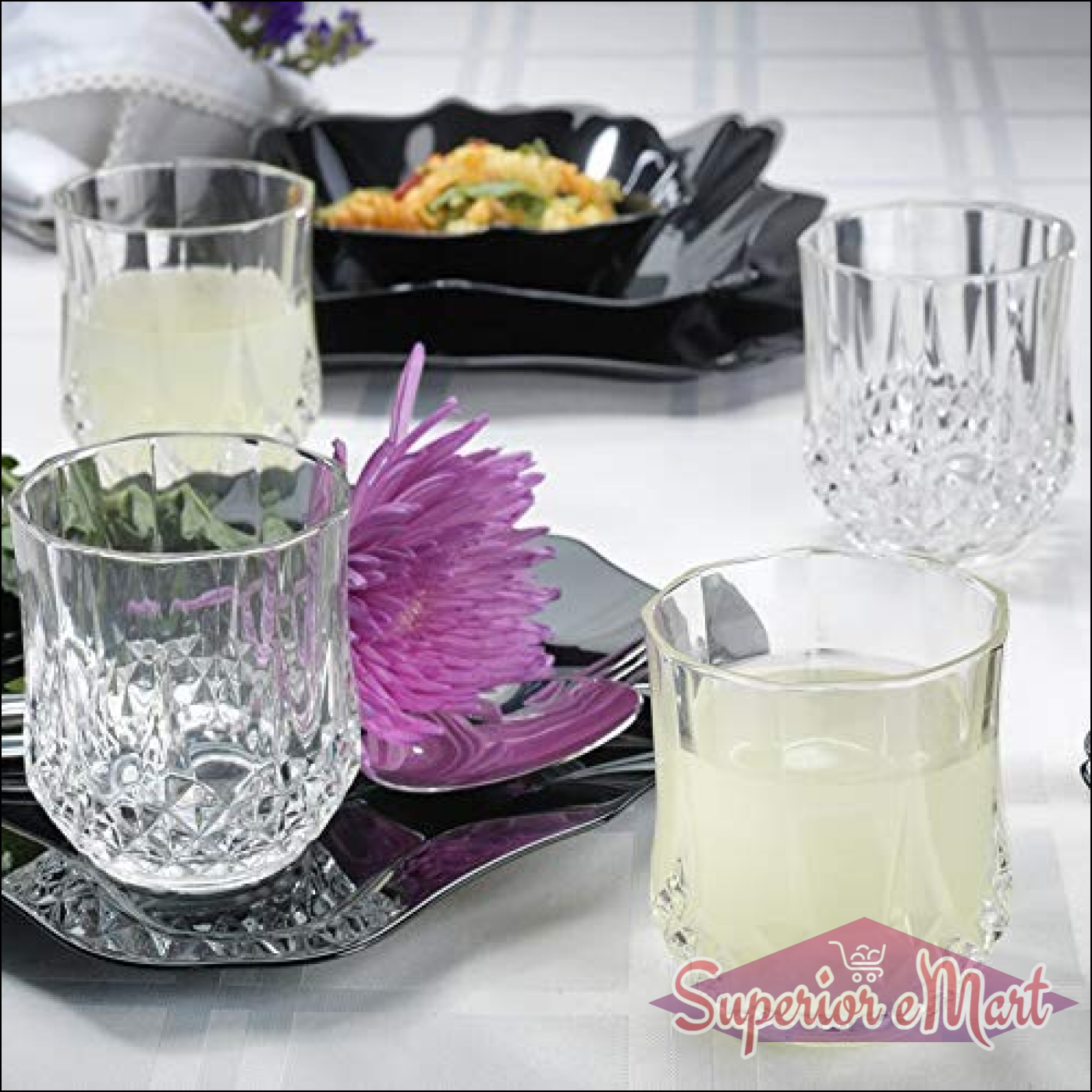 2341 Heavy Unbreakable Stylish Look Fully Transparent Glasses Set 250ml (6pcs)