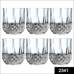 2341 Heavy Unbreakable Stylish Look Fully Transparent Glasses Set 250ml (6pcs)
