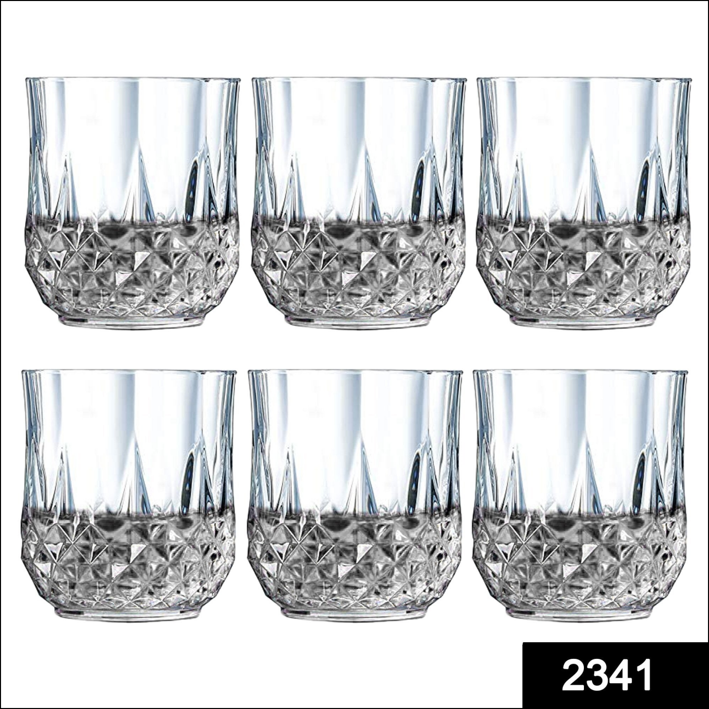 2341 Heavy Unbreakable Stylish Look Fully Transparent Glasses Set 250ml (6pcs)