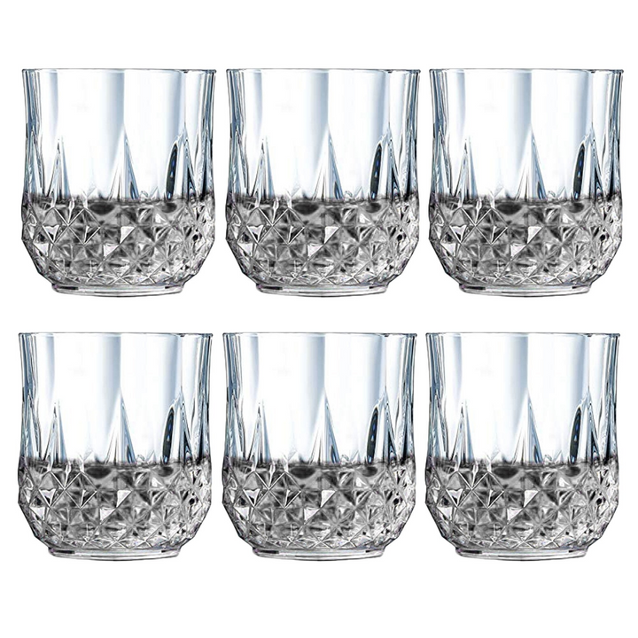 2341 Heavy Unbreakable Stylish Look Fully Transparent Glasses Set 250ml (6pcs)