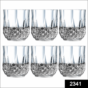 2341 Heavy Unbreakable Stylish Look Fully Transparent Glasses Set 250ml (6pcs)