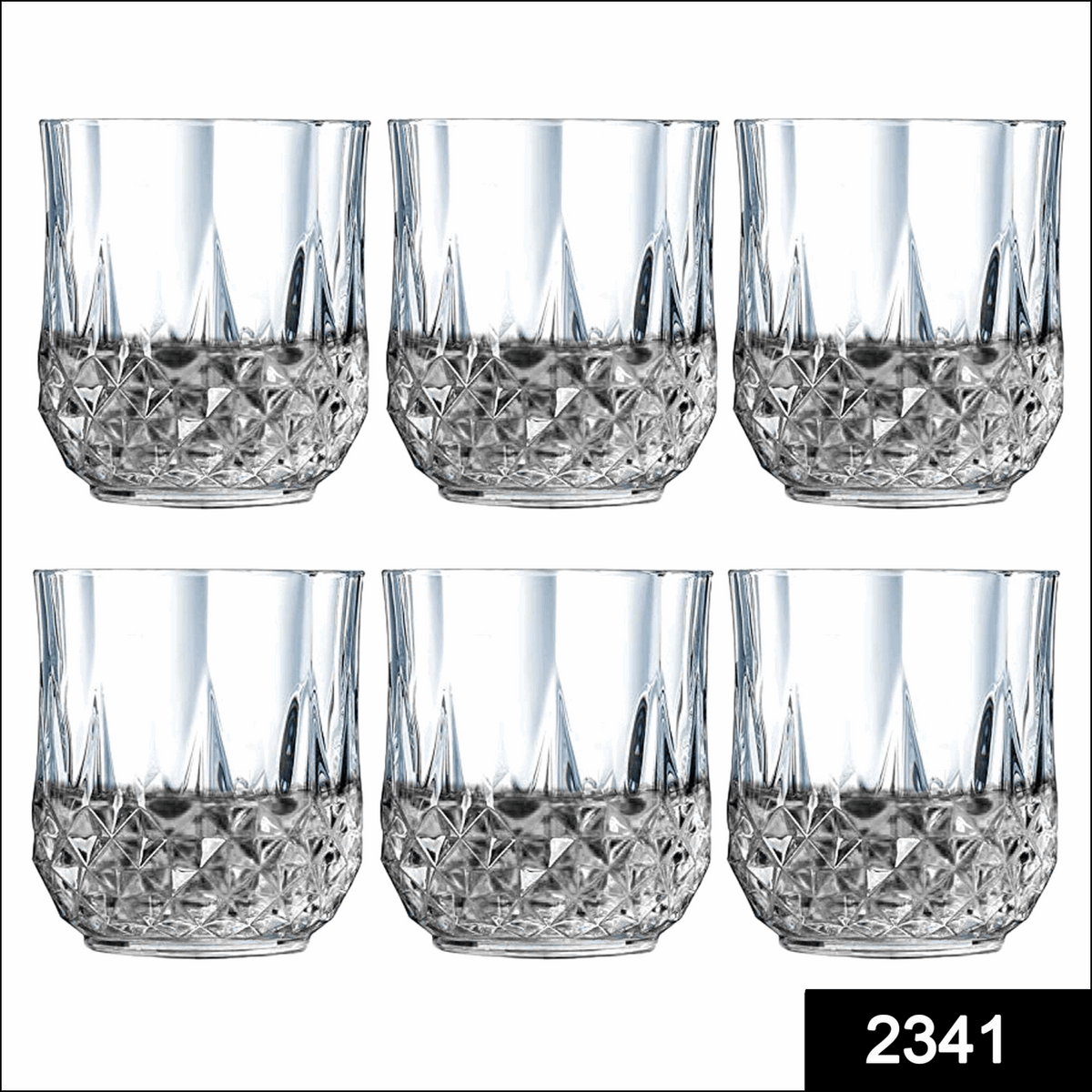 2341 Heavy Unbreakable Stylish Look Fully Transparent Glasses Set 250ml (6pcs)