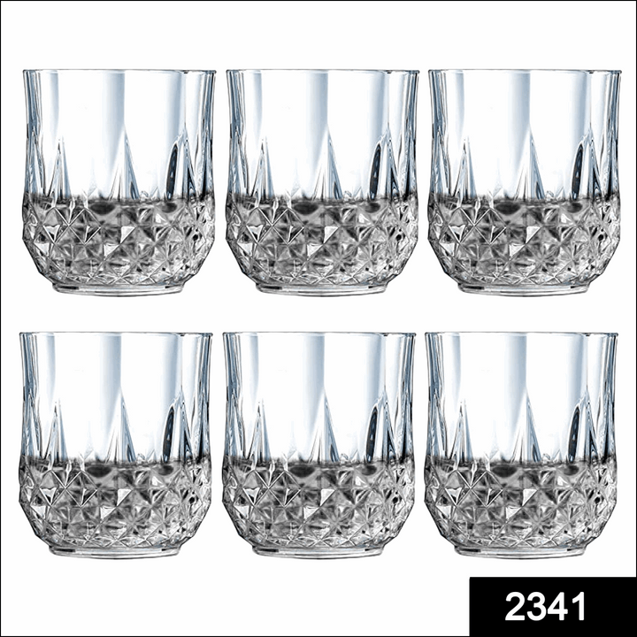 2341 Heavy Unbreakable Stylish Look Fully Transparent Glasses Set 250ml (6pcs)