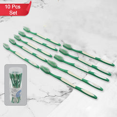 Plastic Toothbrush With Plastic Round Box for Men and Women, Kids, Adults Plas - 13080_soft_pla_toothbrush_10pc_no30