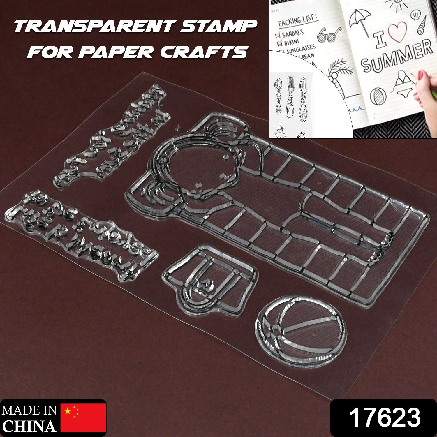 Reusable Rubber Stamp, TPR Stamp DIY Accessories Good Stamping Effect DIY Transp - 17618_paper_craft_rubber_stamp_no8