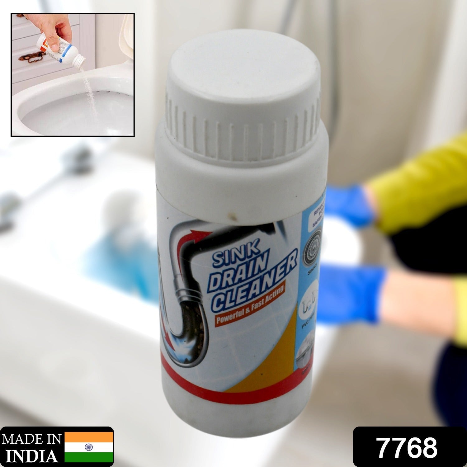 POWERFUL SINK AND DRAIN CLEANER, PORTABLE POWDER CLEANING TOOL SUPER CLOG REMOVE - 7768_sink_n_drain_cleaner