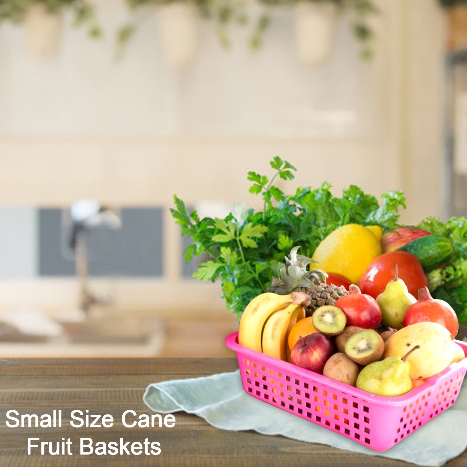 Small plastic cane basket for fruits and vegetables