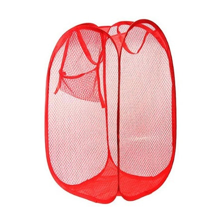 Laundry Hamper Mesh Fabric For Ventilation Foldable Storage Up Clothes Basket
