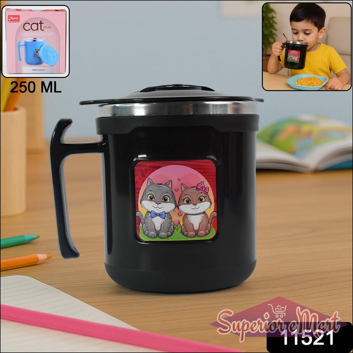 250ml Cute Cat Coffee Mug with Lid - Superior eMart