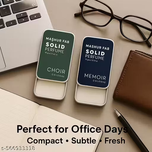 Solid Perfume Combo – CHOIR & MEMOIR | 2-Pack | Alcohol-Free Long-Lasting Balm | 12g Each | Fresh & Masculine Fragrances for Men