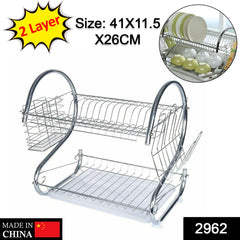 Kitchen dish rack with 2 layers, stainless steel for durable use