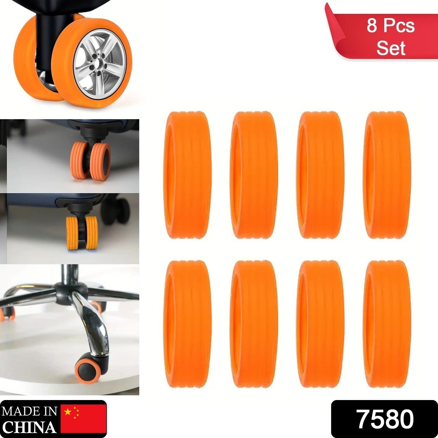 Luggage Wheel Covers, 8 Pcs Luggage Wheel Covers For Suitcase, Reduce Noise For  - 7580_wheel_protection_cover_8pc