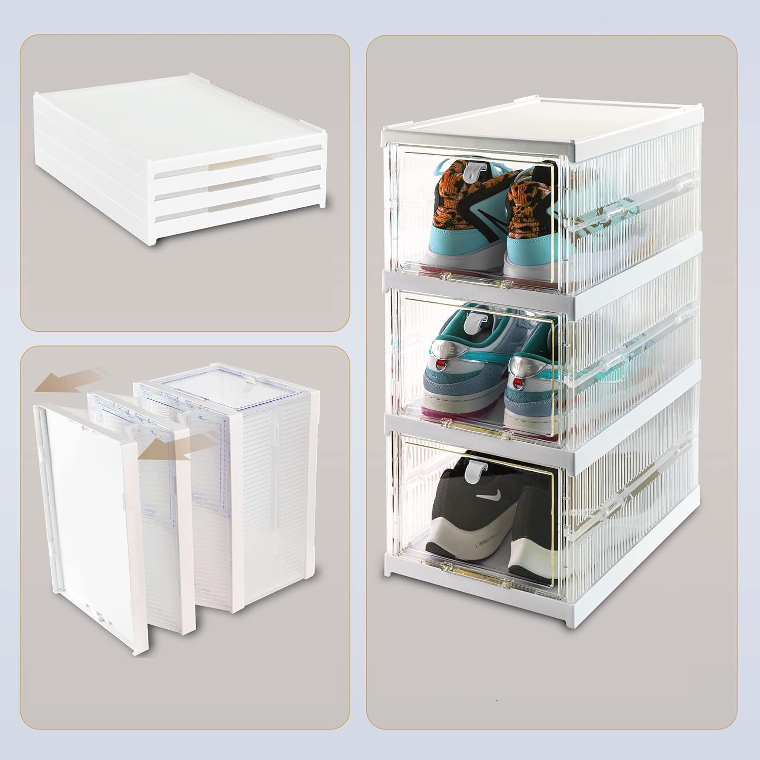 Stackable Multifunctional Storage, for Clothes Foldable Drawer Shelf Basket Util - 17662_multi_3_layer_storage_rack