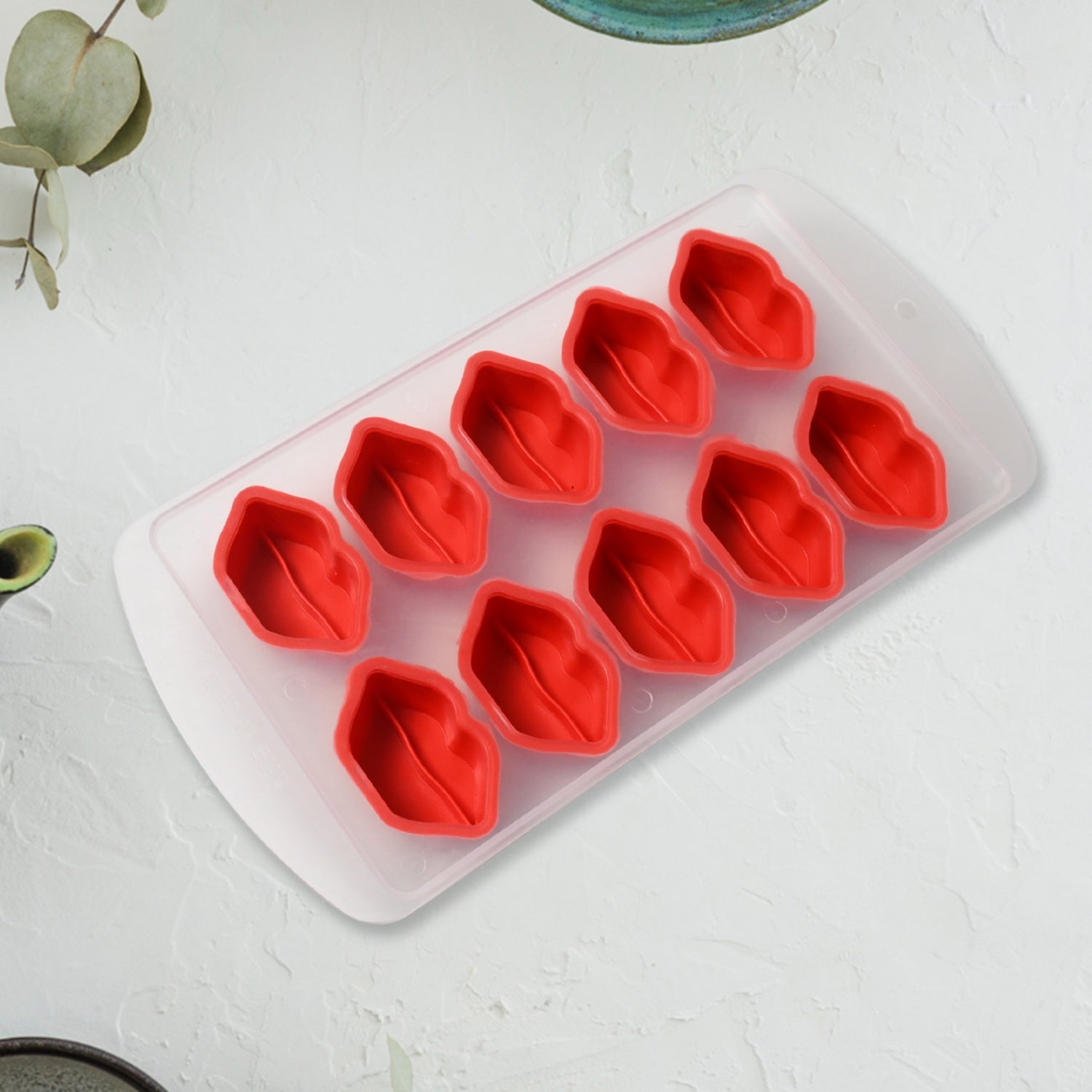 Silicone Mold Ice Cube Tray Creative Sweet Multi Type Ice Tray Buckets, Ice Cube - 5704_lips_shape_ice_tray_1pc