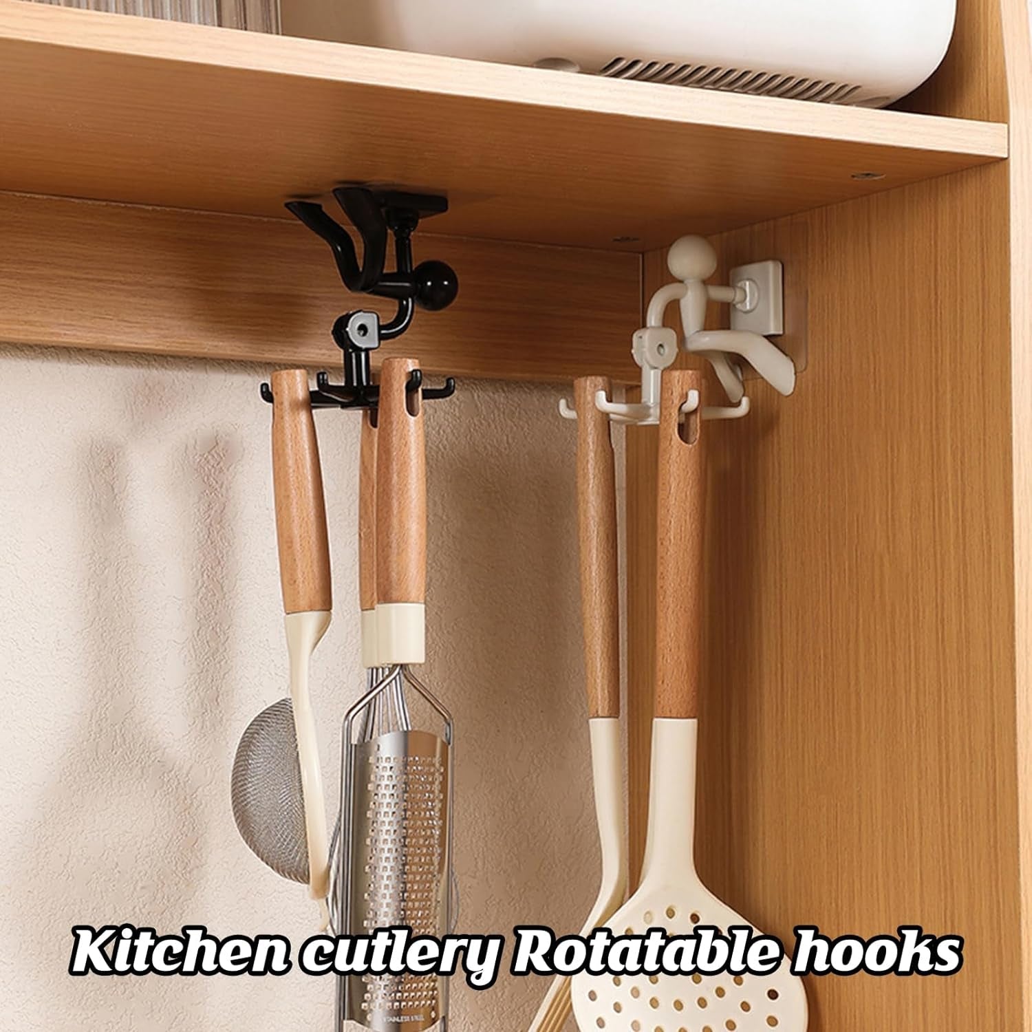 360 Degree Rotating Figure 6 Claw Kitchen Utensils Holder Hook OrganizerKitchen  - 8765_360d_rotatable_hook_black