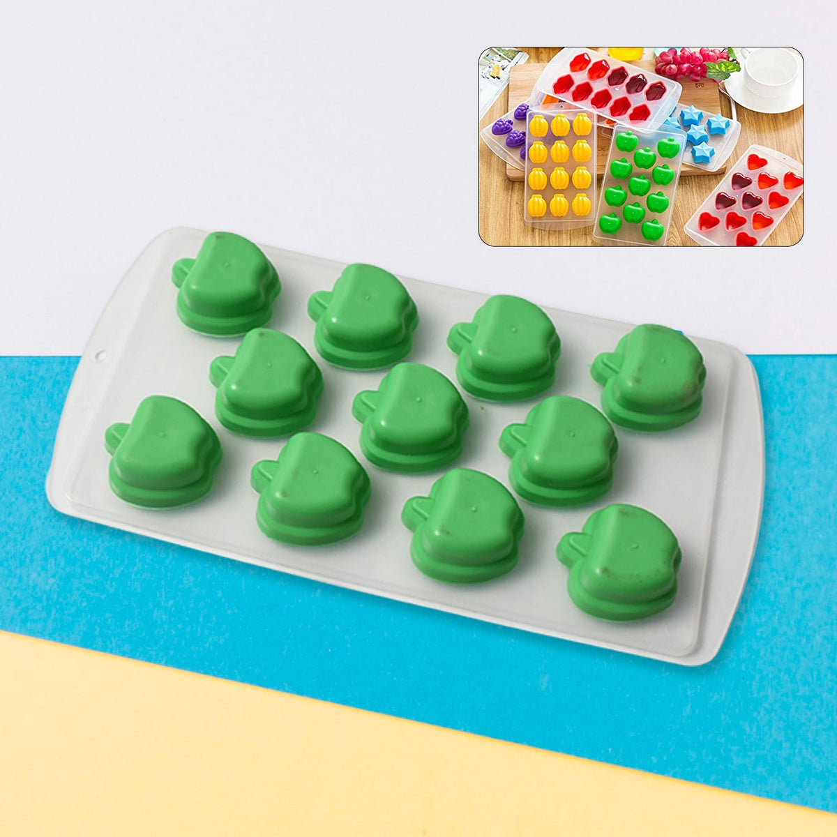 Silicone Mold Ice Cube Tray Creative Sweet Multi Type Ice Tray Buckets, Ice Cube - 5703_apple_shape_ice_tray_1pc