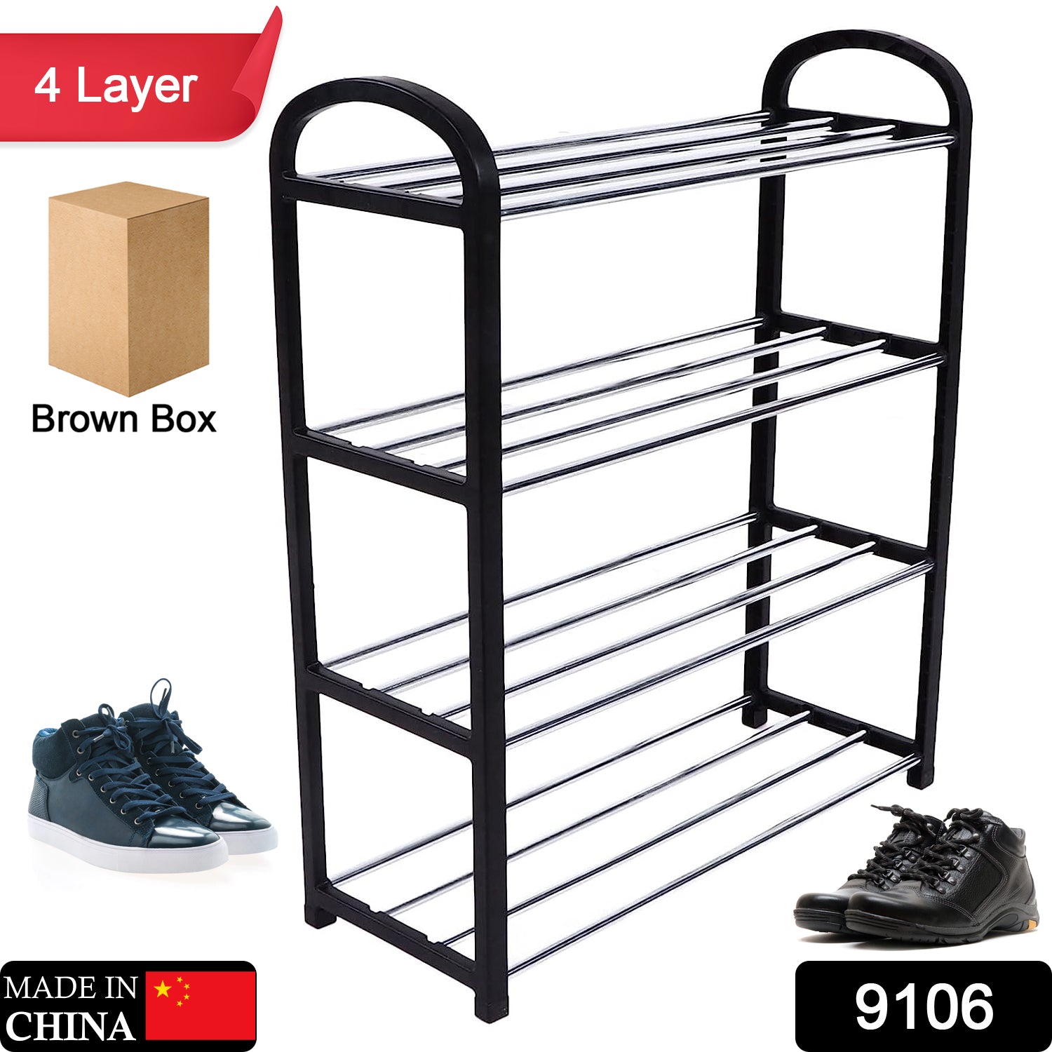 4 Shelves Shoe Rack - 9106_ss_4layer_shoe_rack