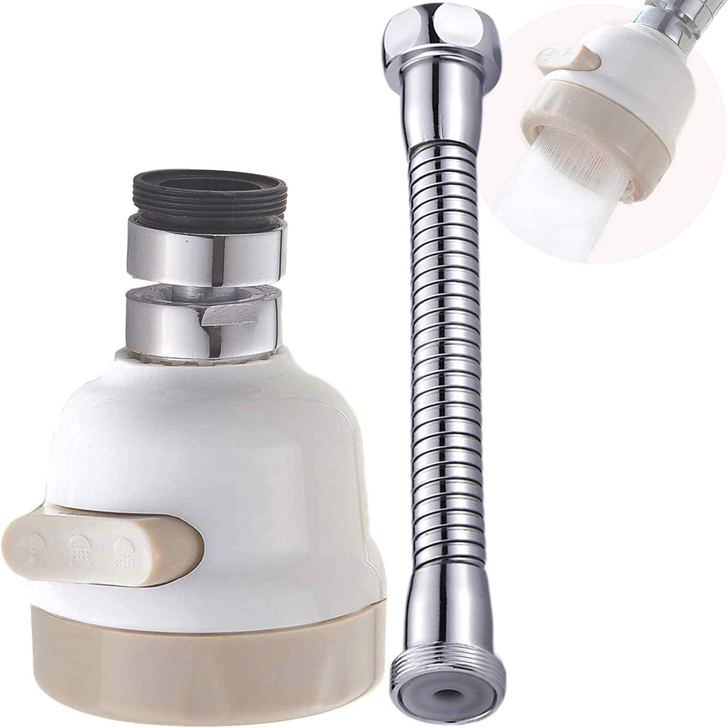 Aerator for kitchen faucet, improves water efficiency