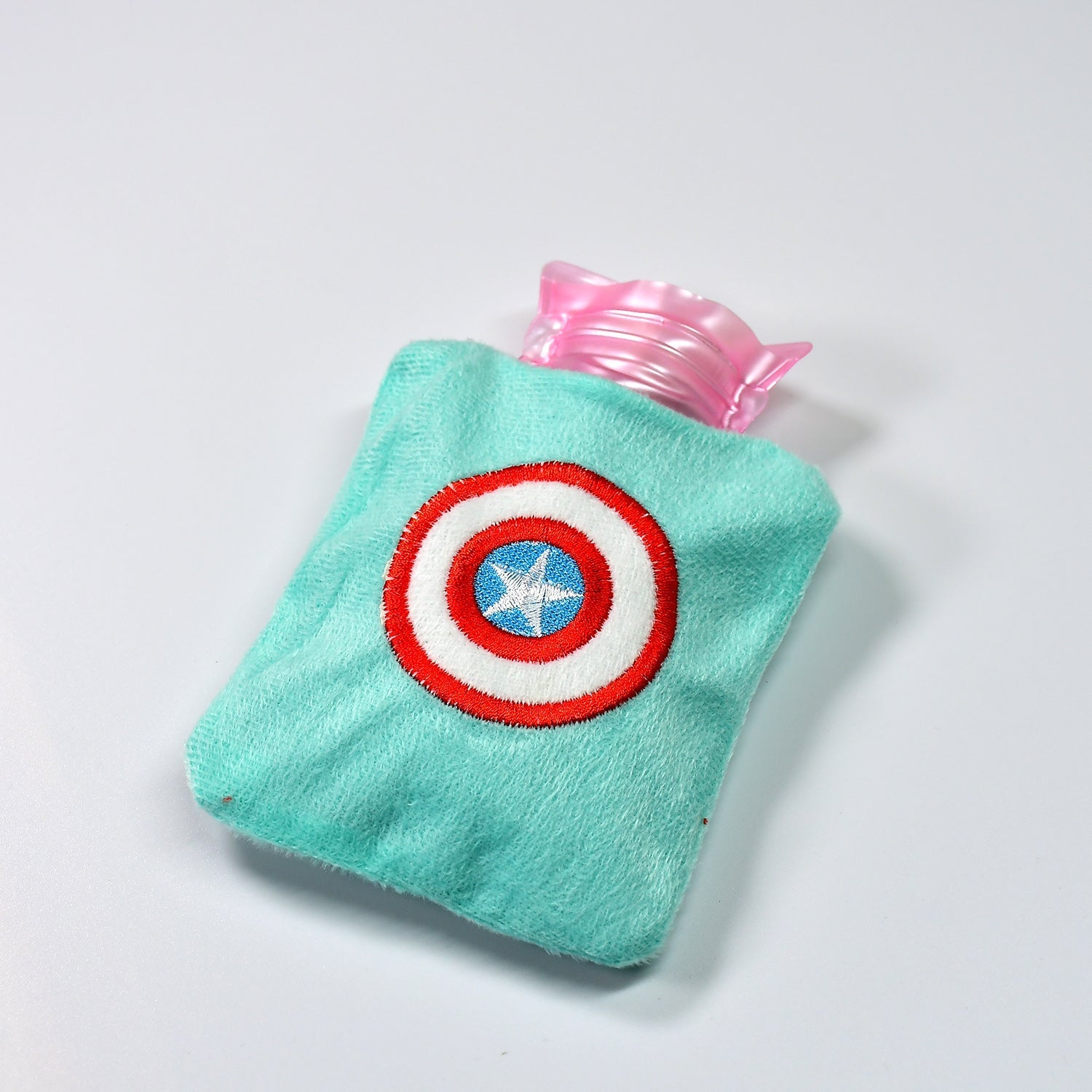 Captain America Print Small Hot Water Bag with Cover for Pain Relief - 6517_chb_captain_shield_hotbag