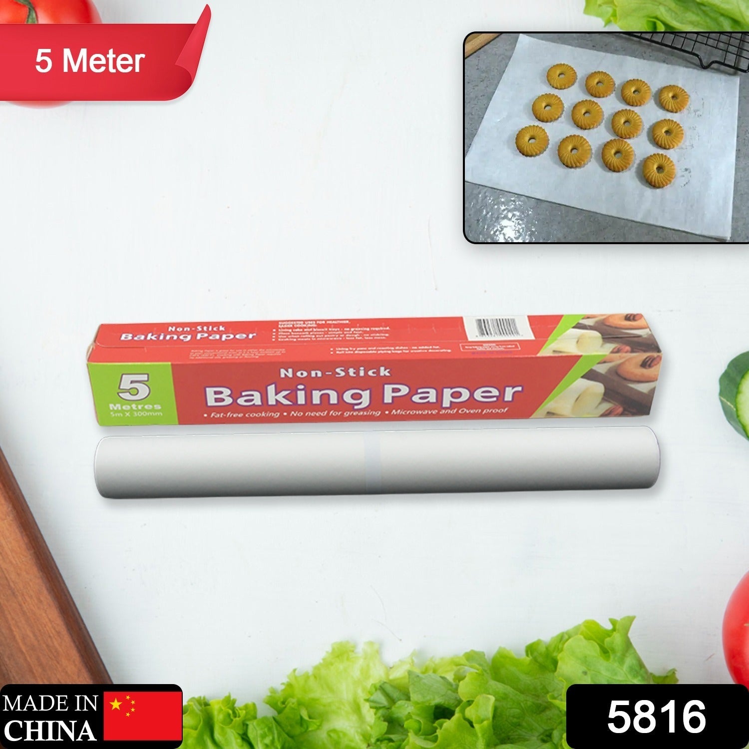 Non-Stick Parchment Paper: Easy Cleanup for Baking, Grilling & More (Microwave & - 5816_5mtr_baking_paper