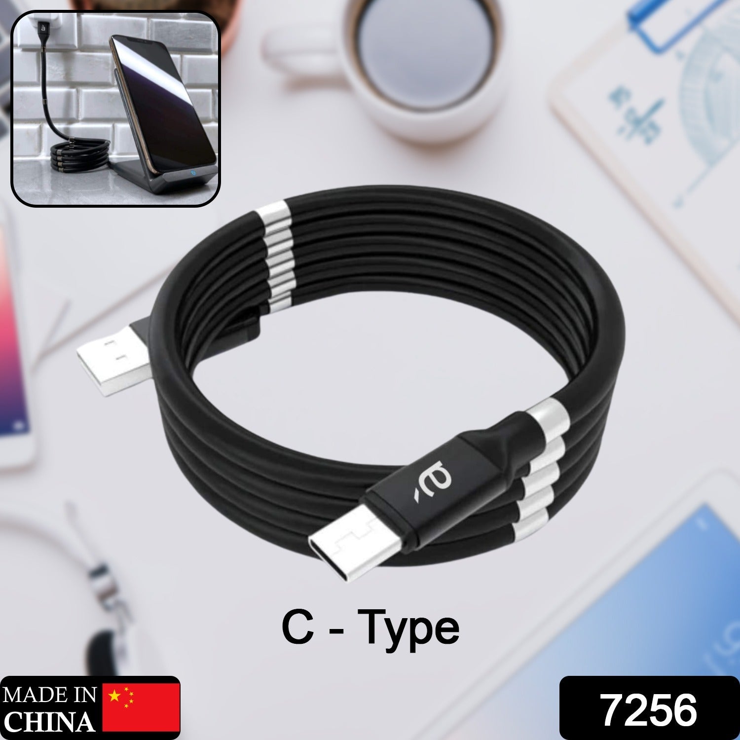 USB Cable, Charging Cable 3A Fast Charge and Sync Most Stunning Charging Cable,  - 7256_magnetic_charging_cable_ctype