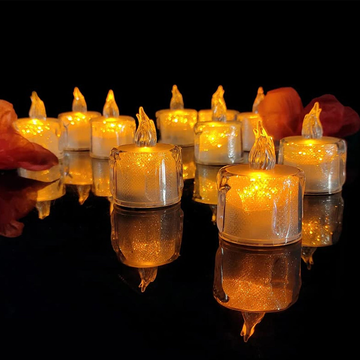 12 Pcs Flameless and Smokeless Decorative Acrylic Candles Transparent Led Tea Li - 8356_12pcs_flameless_candle