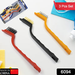 3pc Mini Wire Brush Set Brass Nylon Stainless Steel Bristles Household Cleaning  - 6094_mini_wire_brush_3pc_set