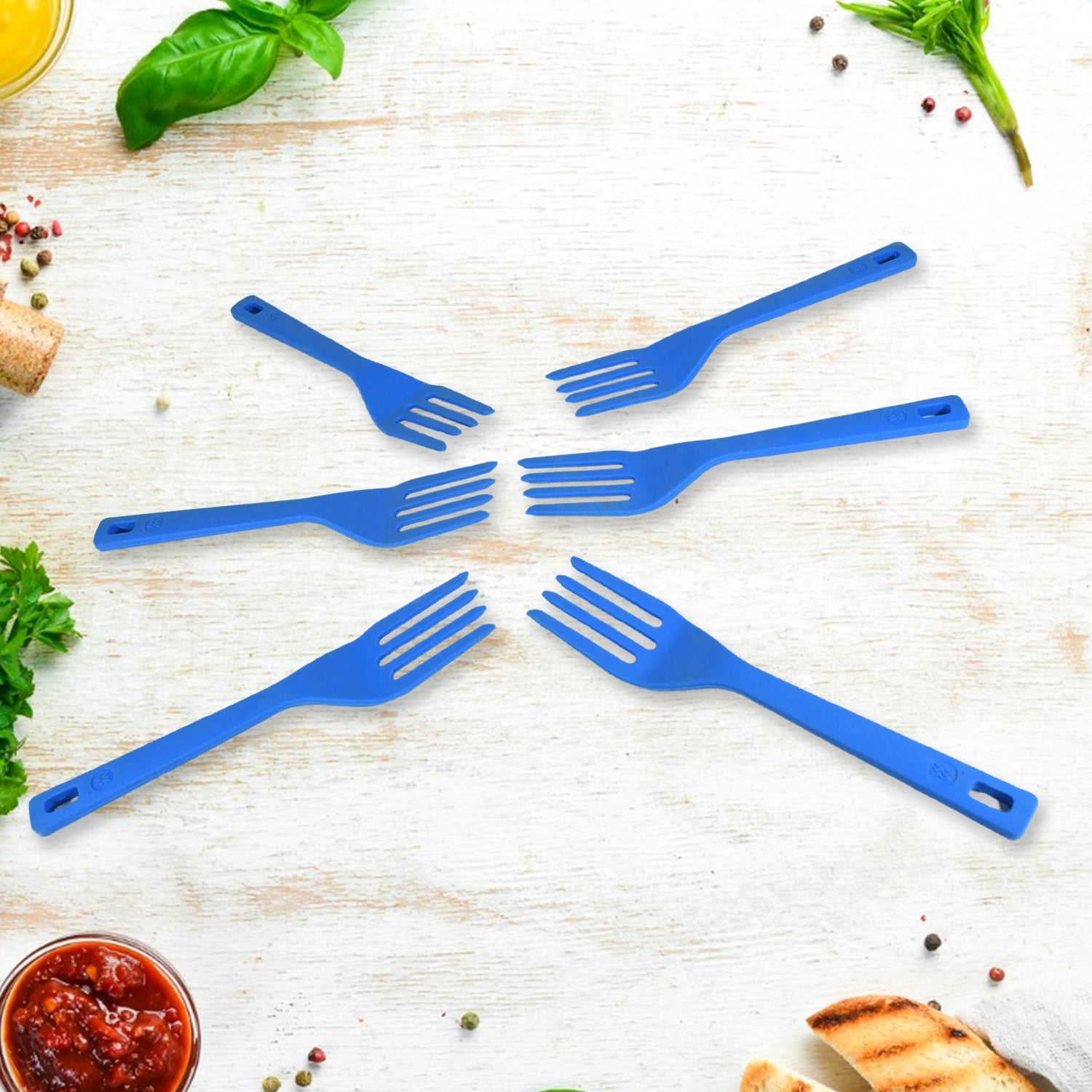 Multipurpose Silicone Spoon, Silicone Basting Spoon Non-Stick Kitchen Utensils H - 5663_silicone_fork_spoon_6pc_no87