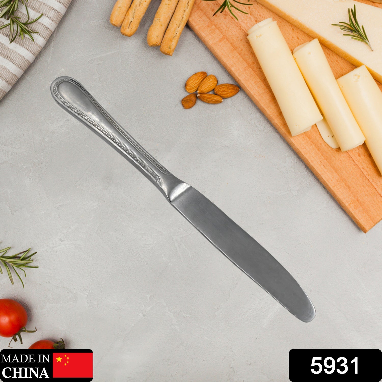 High-quality kitchen knife with a stainless steel blade and steel handle.