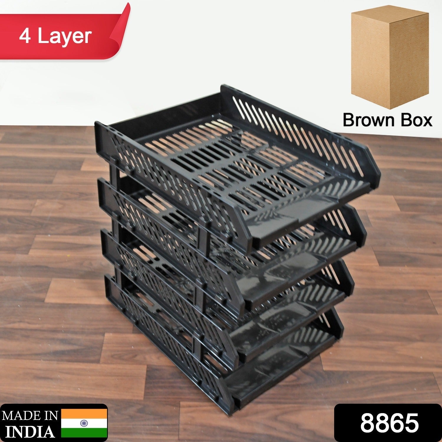 Multifunctional File Rack with Drawers: Desktop Storage for Office Supplies (4 L - 8865_4layer_cabinets_storage_rack